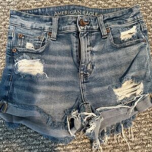 American Eagle Outfitters Light Blue Ripped Jean Shorts